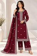 3PC Luxury Silver Embroidered Suit