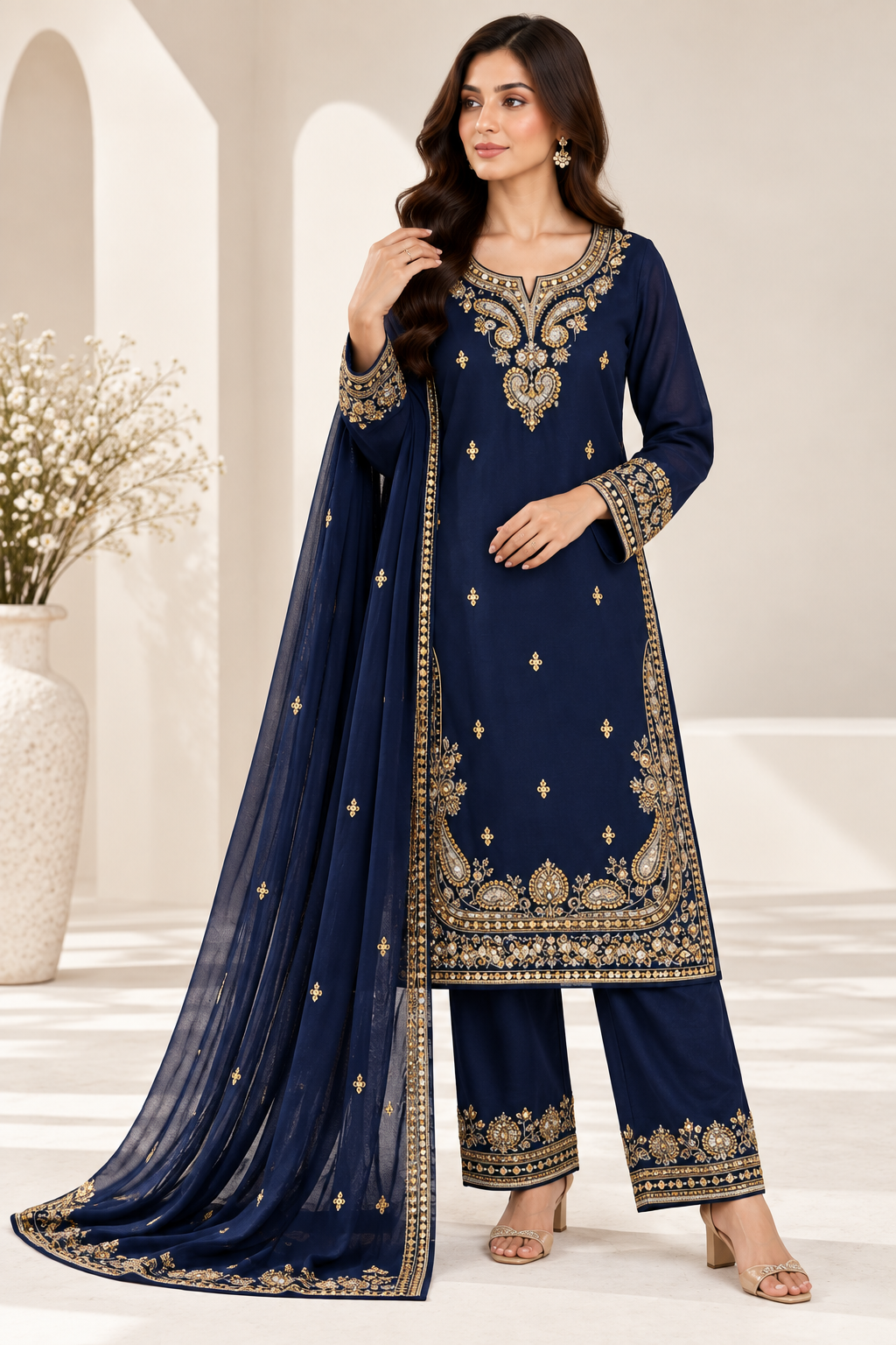 3PC Luxury Embroidered Suit
