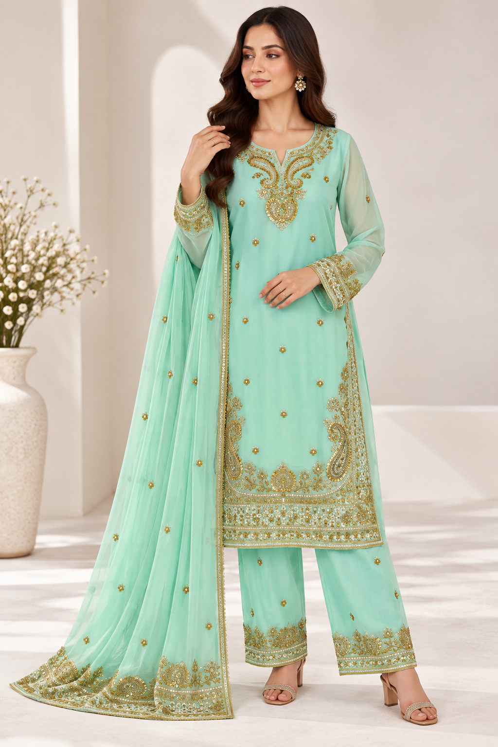 3PC Luxury Embroidered Suit